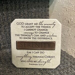 Elegant Serenity Prayer Plaque with Cream and Brown Tones
